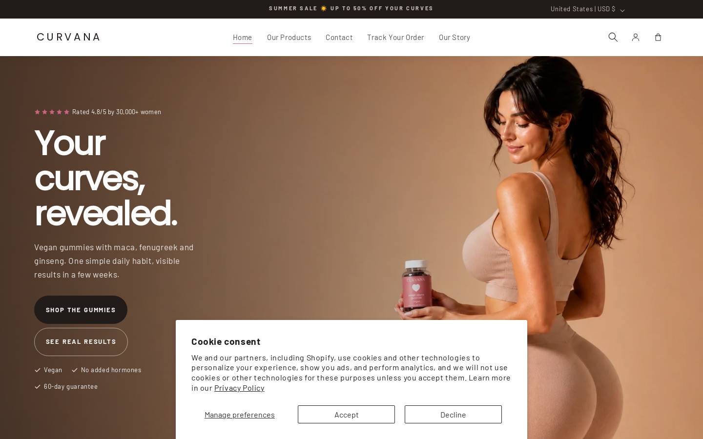 curvana.co homepage screenshot