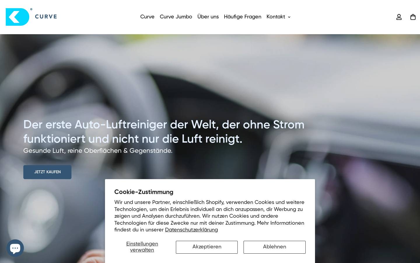 curve-luftreiniger.de homepage screenshot