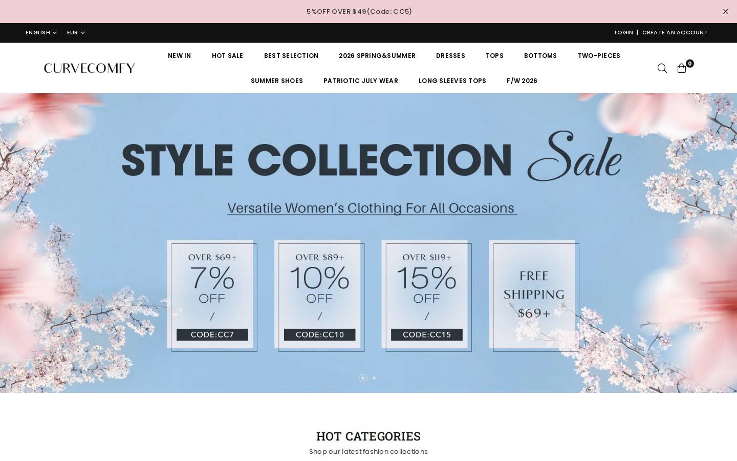 Curvecomfy homepage screenshot