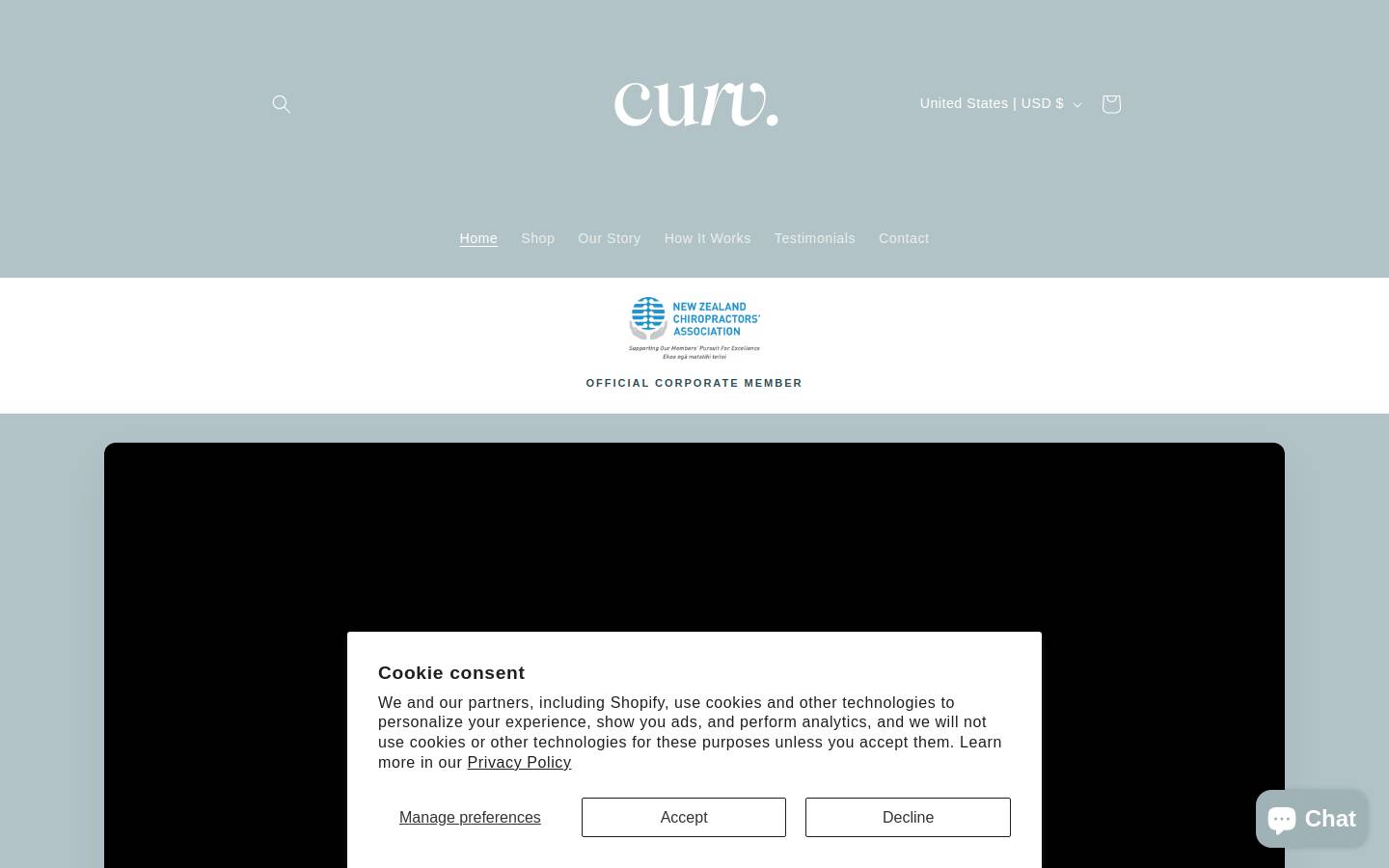 curvpillow.com homepage screenshot