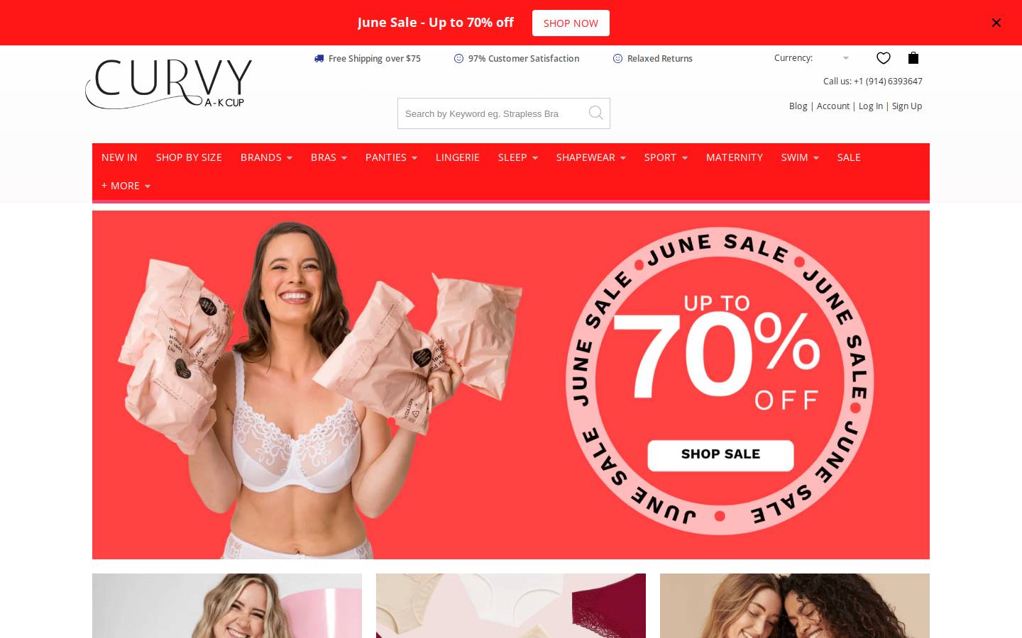 curvybras.com homepage screenshot