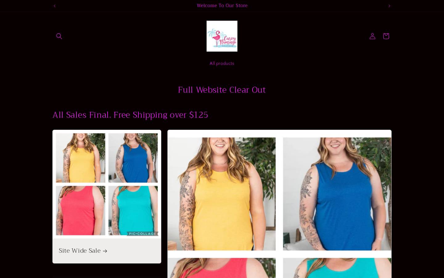 curvyflamingoboutique.com homepage screenshot