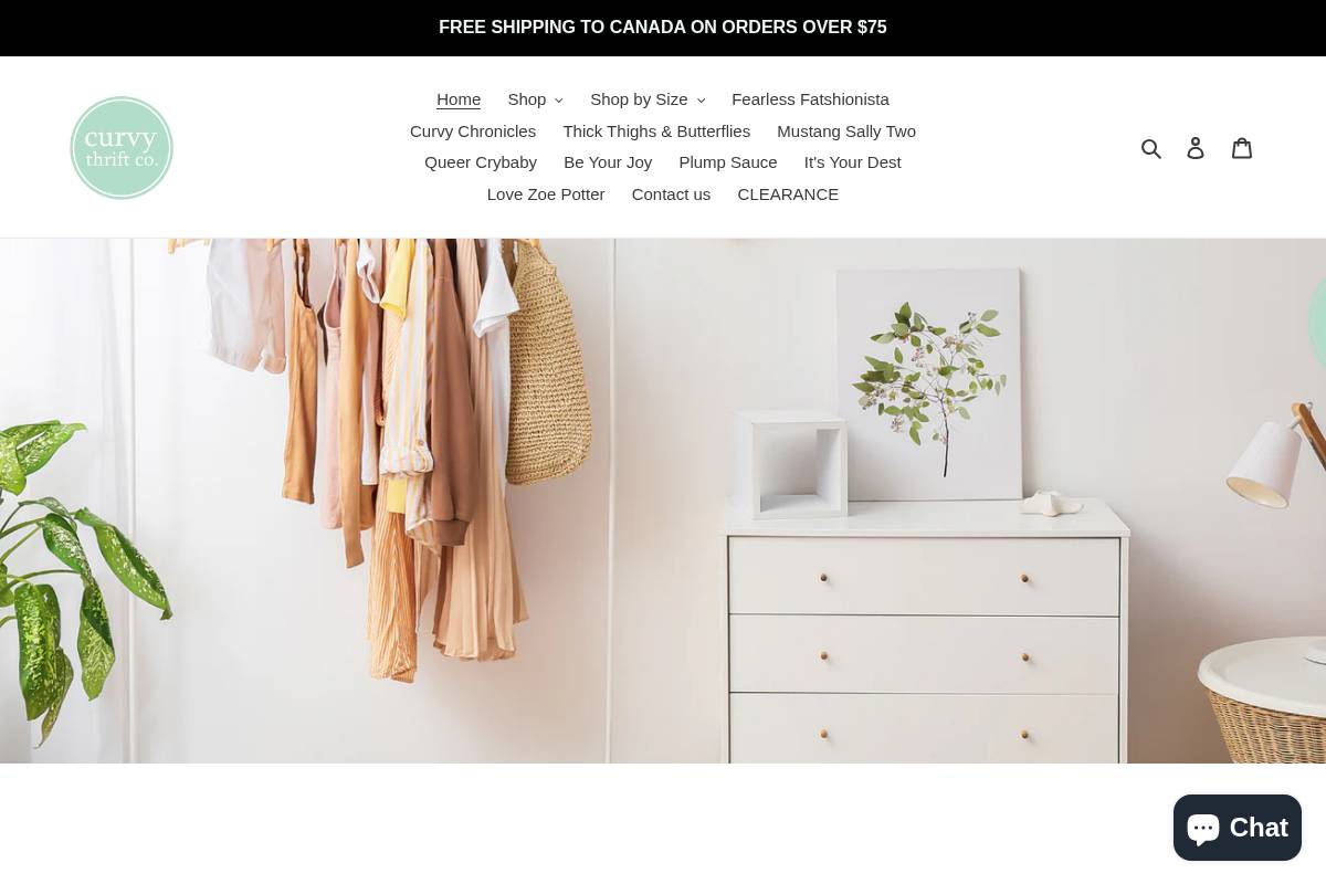 curvythriftco.com homepage screenshot