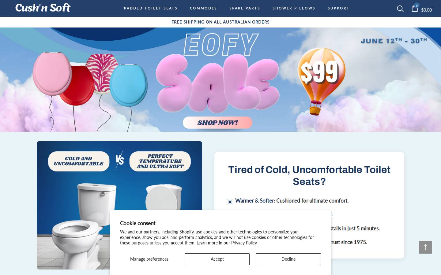 Cush'n Soft homepage screenshot