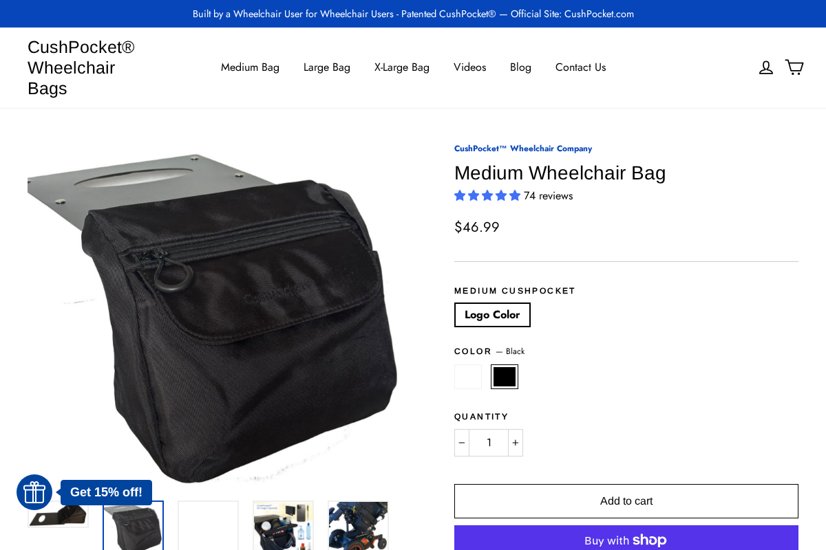 CushPocket® Wheelchair Bags homepage screenshot