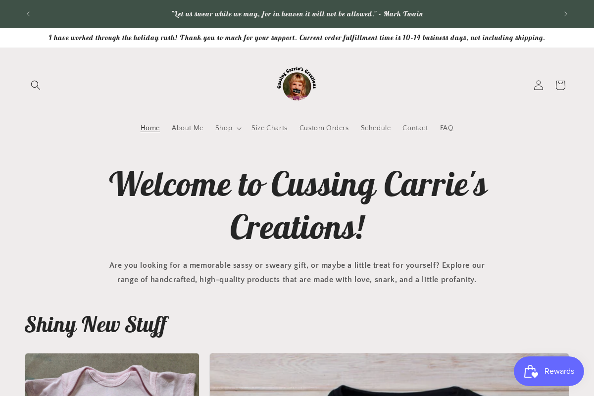 Cussing Carrie's homepage screenshot