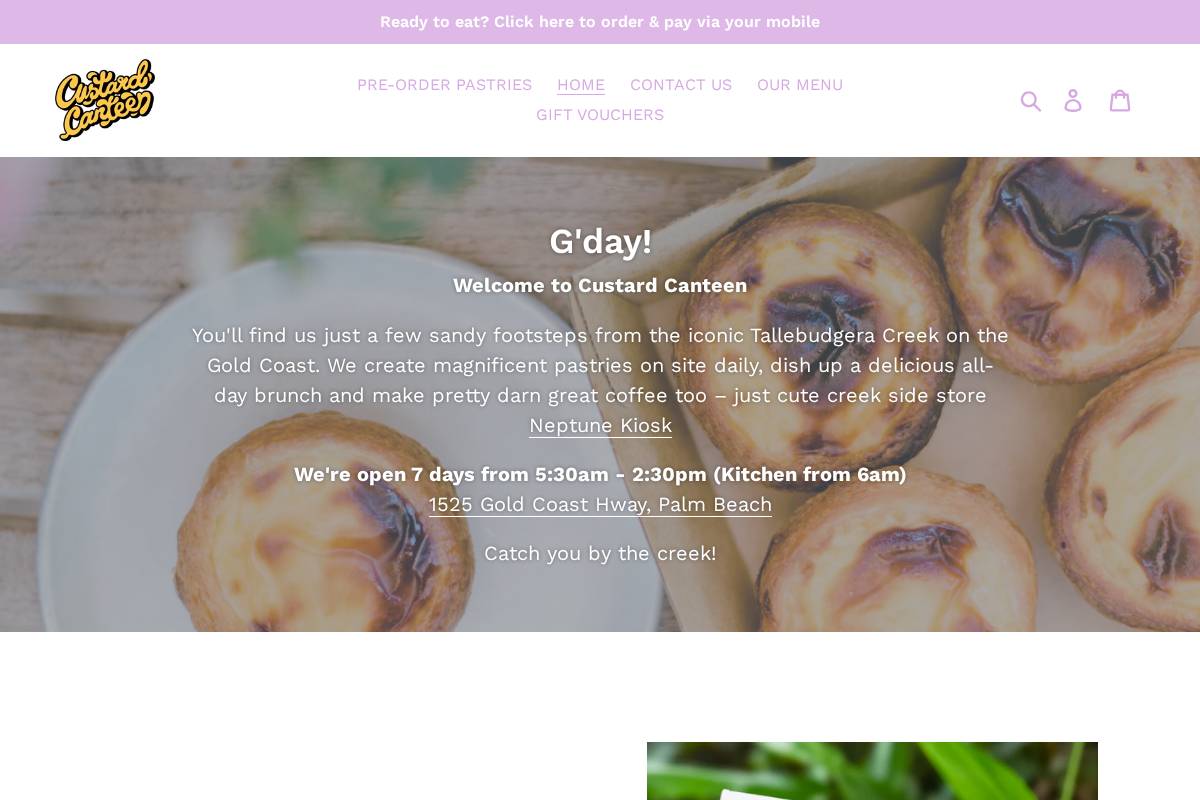custardcanteen.com homepage screenshot