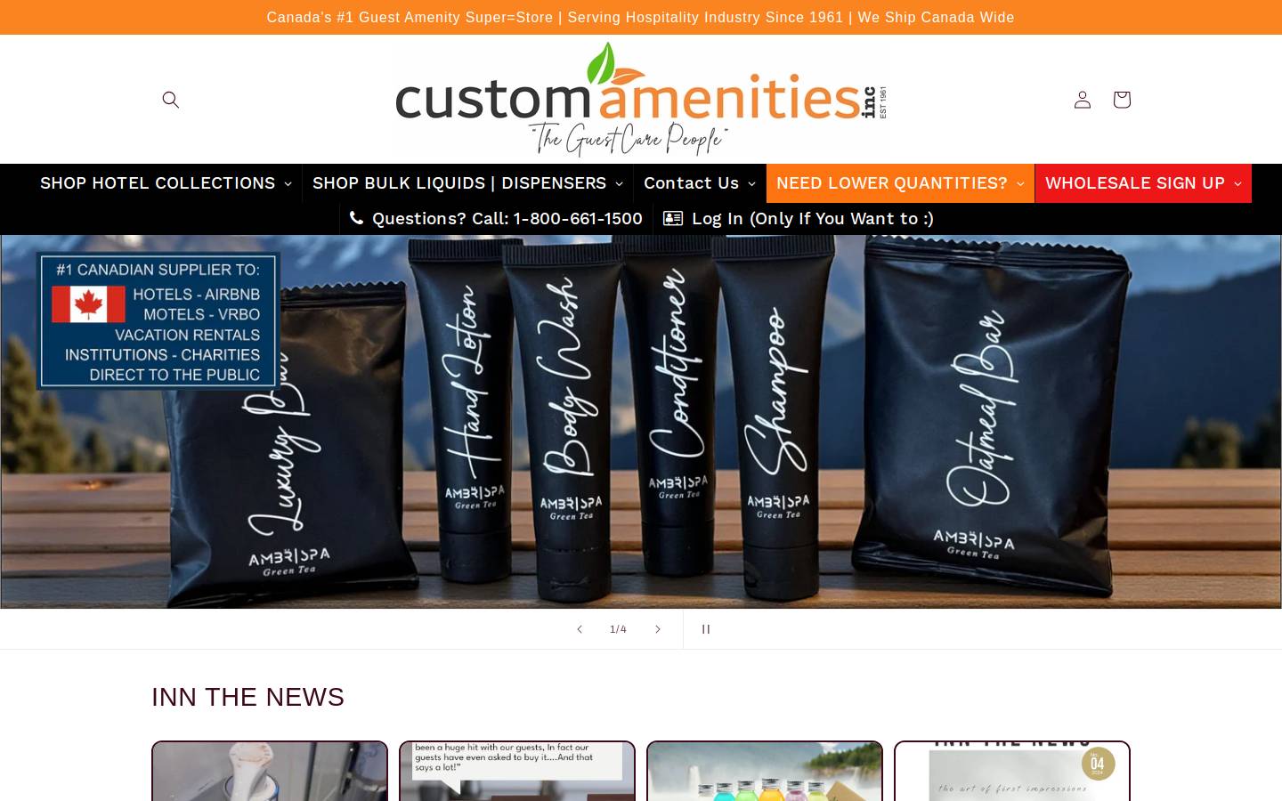 customamenities.com homepage screenshot