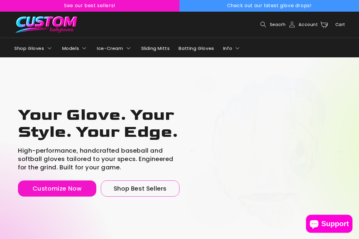 Custom Ballgloves homepage screenshot