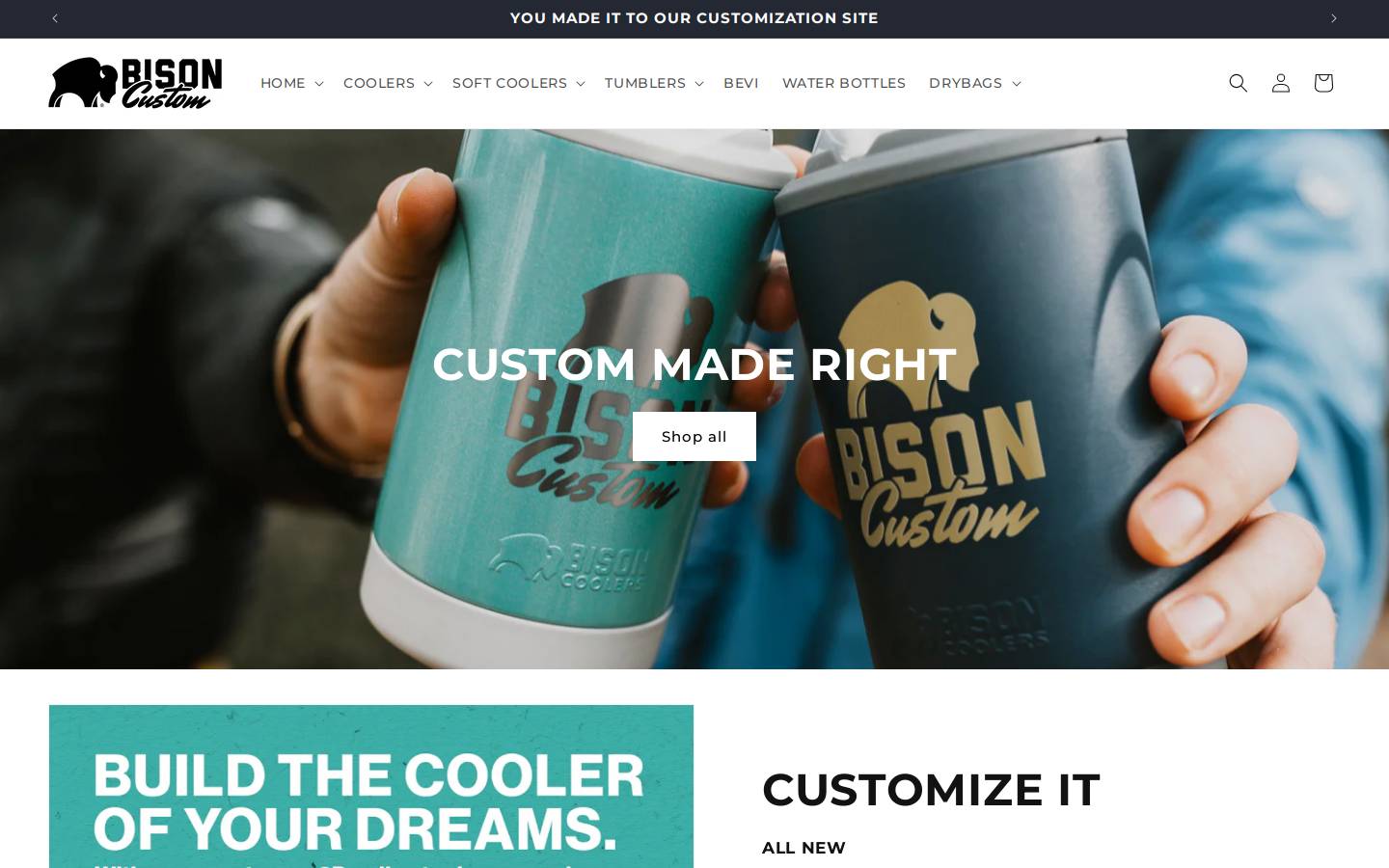 custombison.com homepage screenshot