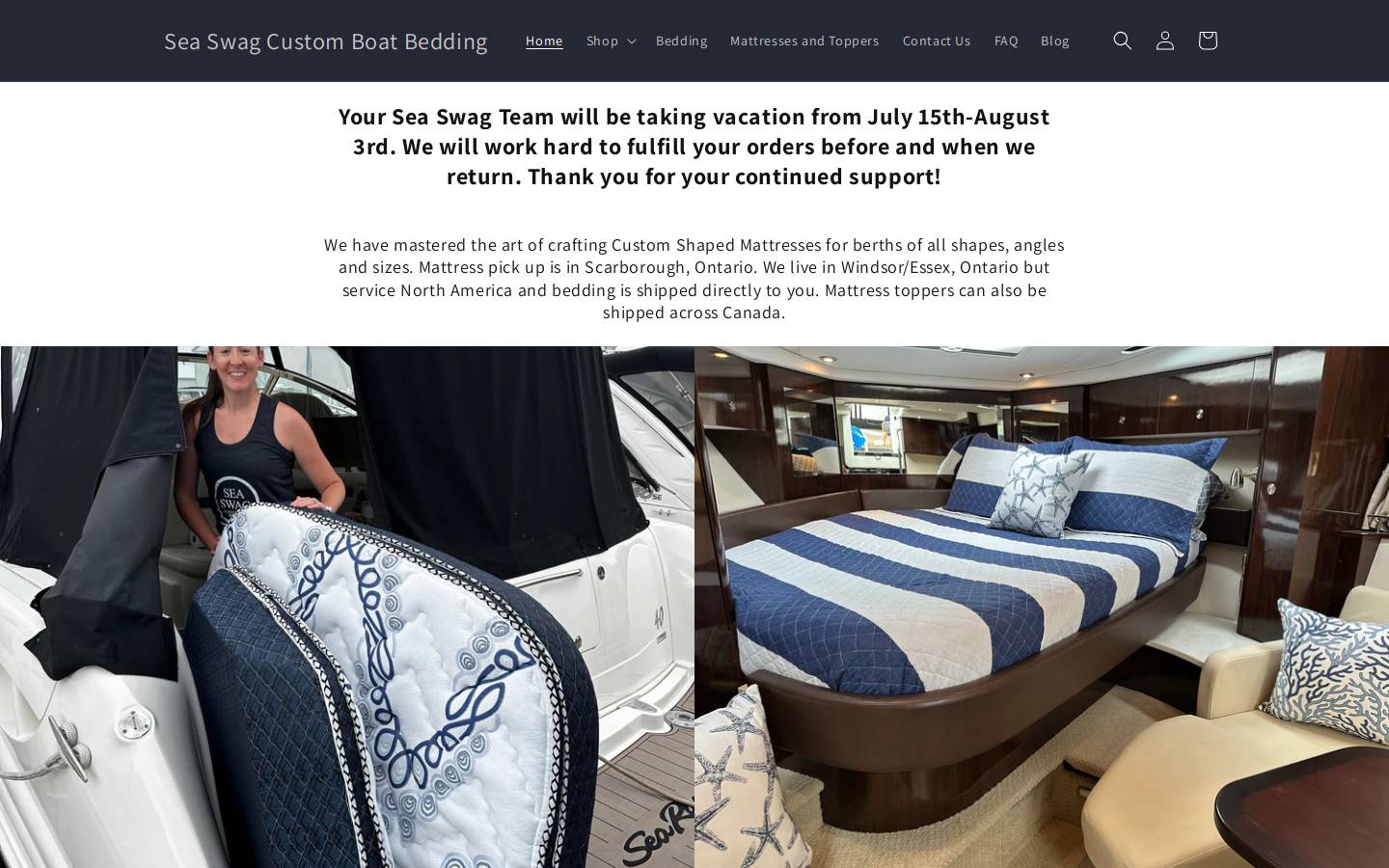 customboatbedding.com homepage screenshot
