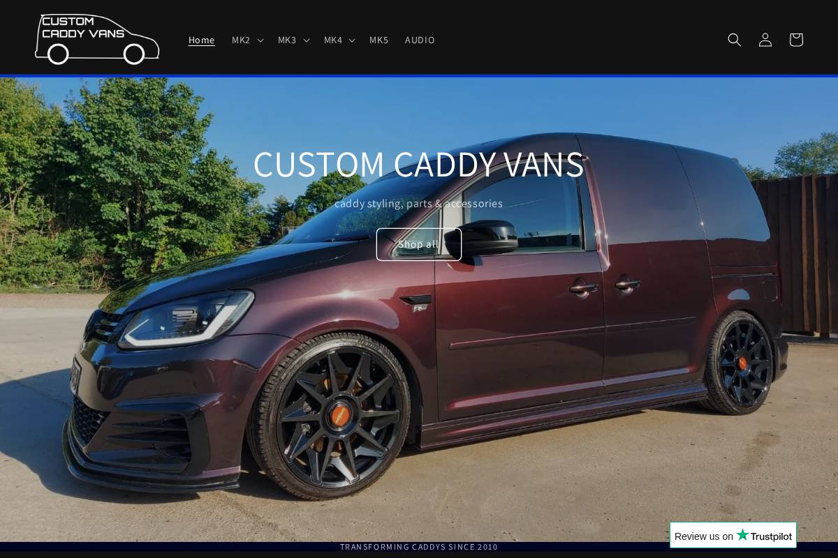 customcaddyvans.com homepage screenshot