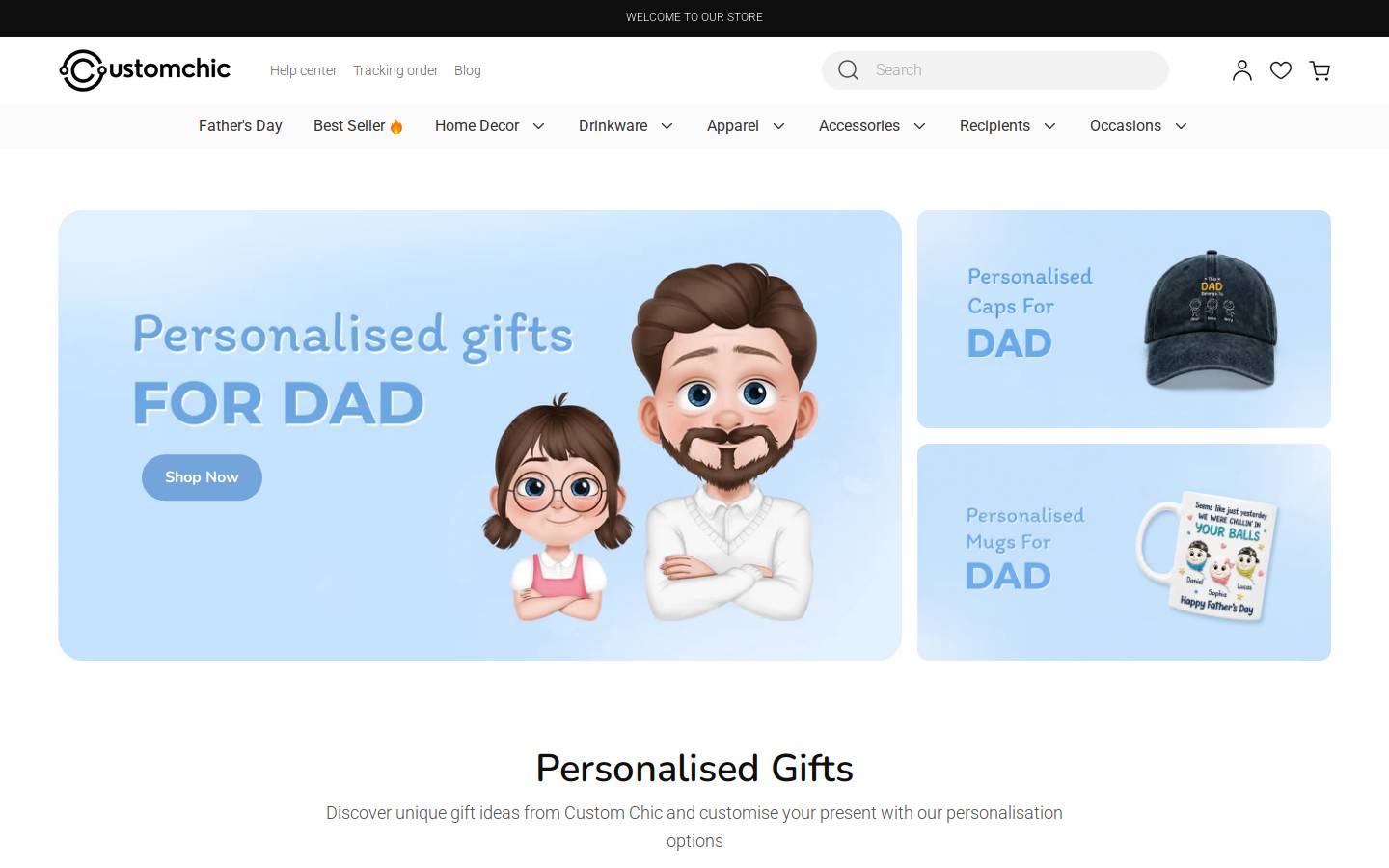 Custom Chic homepage screenshot
