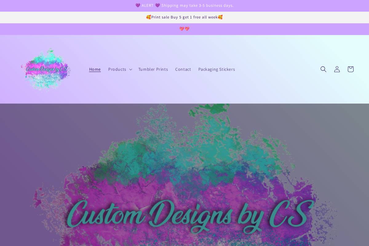 customdesignsbycs.com homepage screenshot