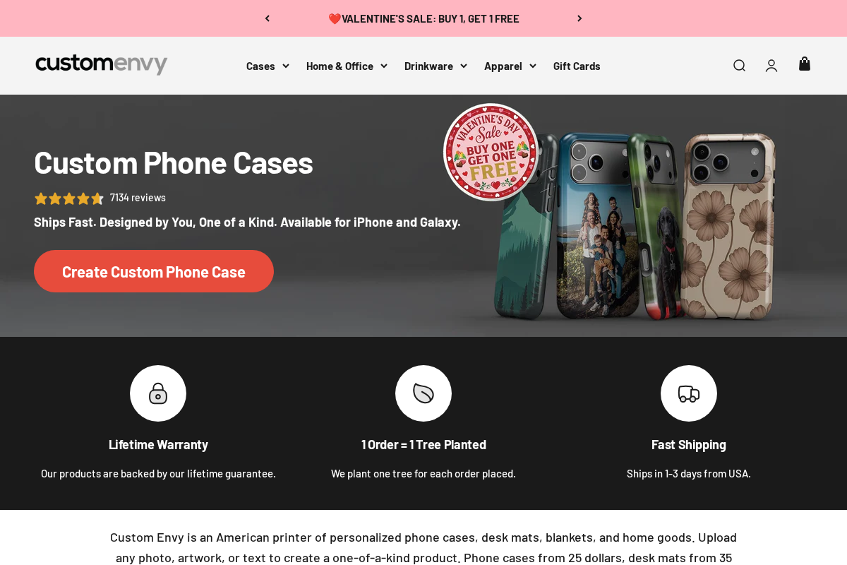 Custom Envy homepage screenshot