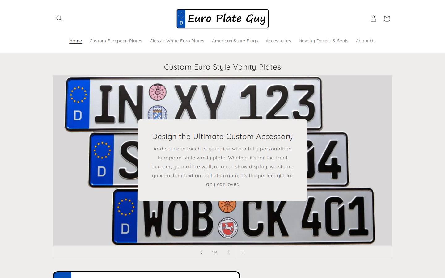customeuropeanplateguy.com homepage screenshot