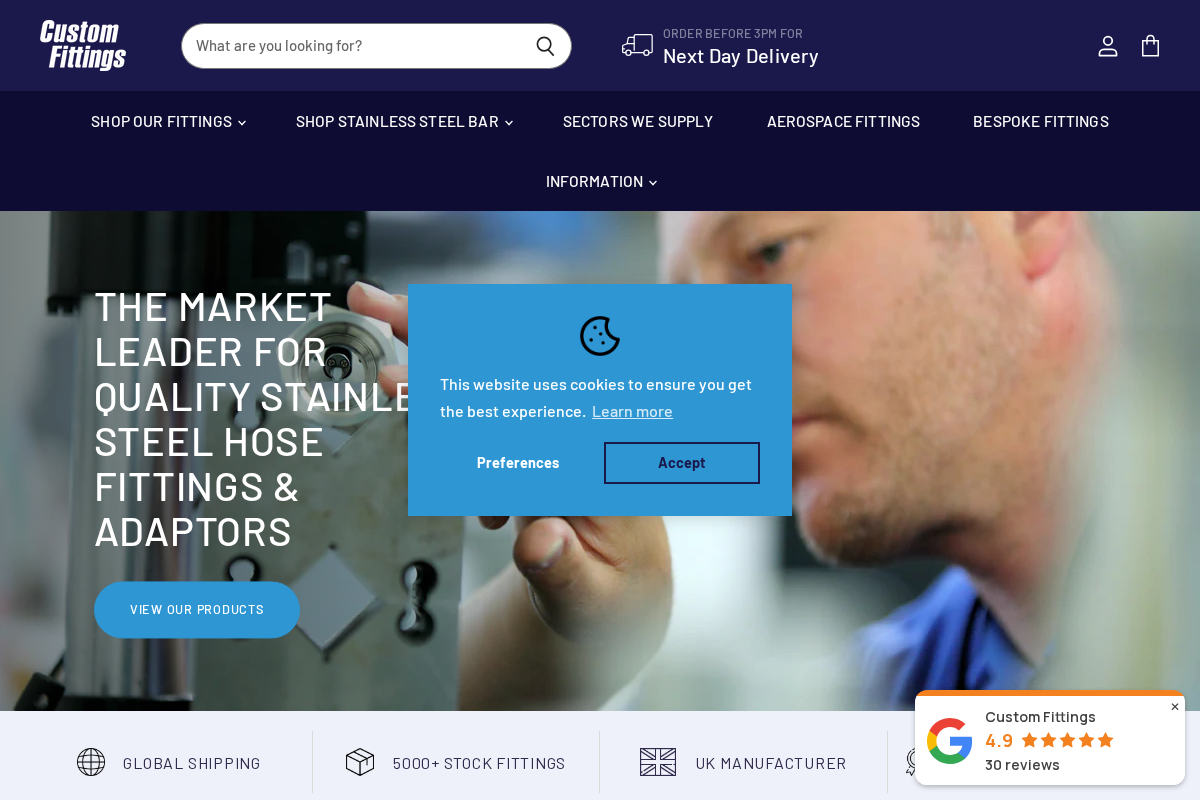 Custom Fittings Ltd homepage screenshot