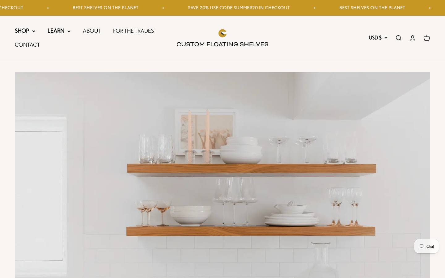 customfloatingshelves.com homepage screenshot