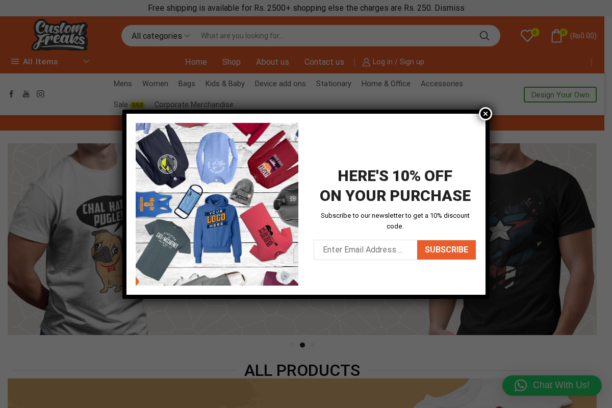 customfreaks.store homepage screenshot