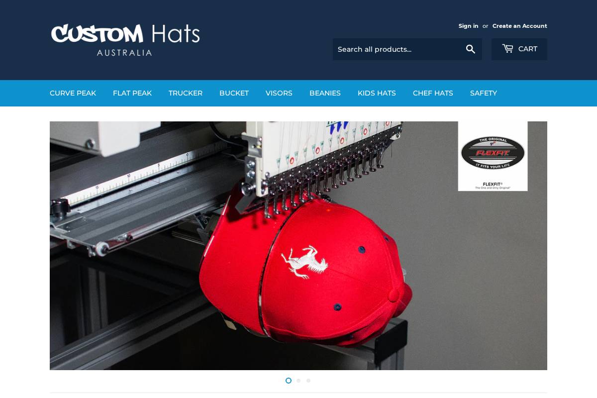 customhats.com.au homepage screenshot