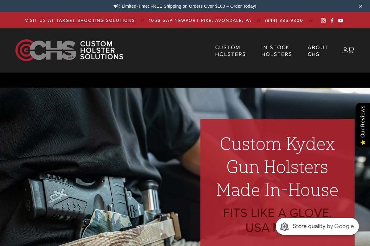 Custom Holster Solutions homepage screenshot