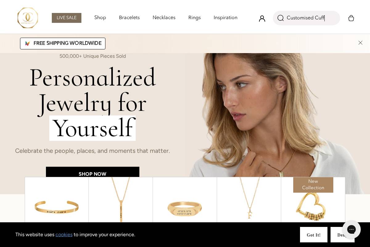 customisedcuff.co homepage screenshot