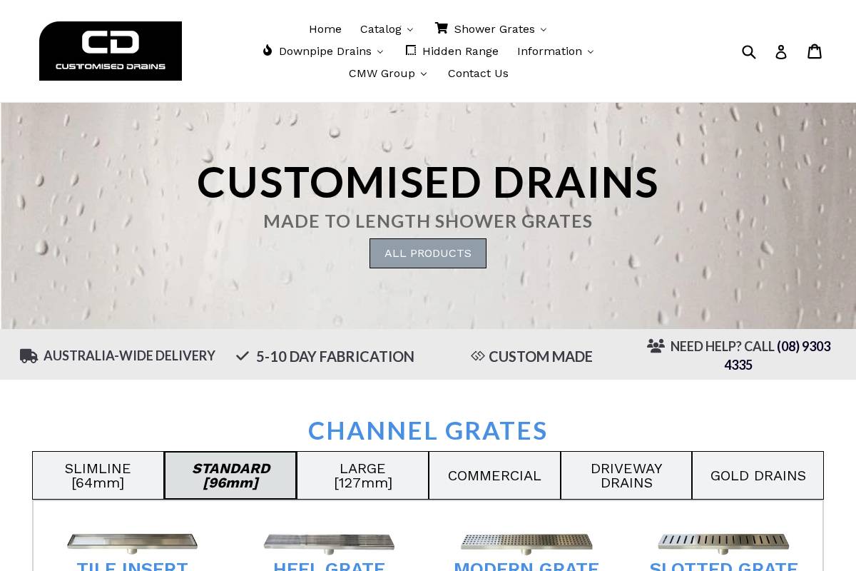 customiseddrains.com.au homepage screenshot