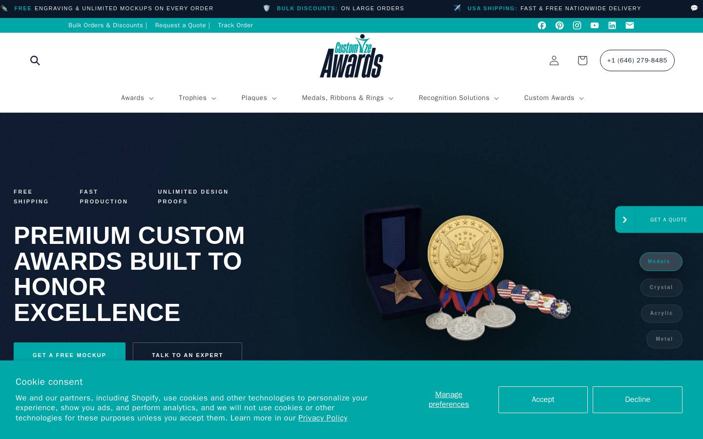 Customize Awards homepage screenshot