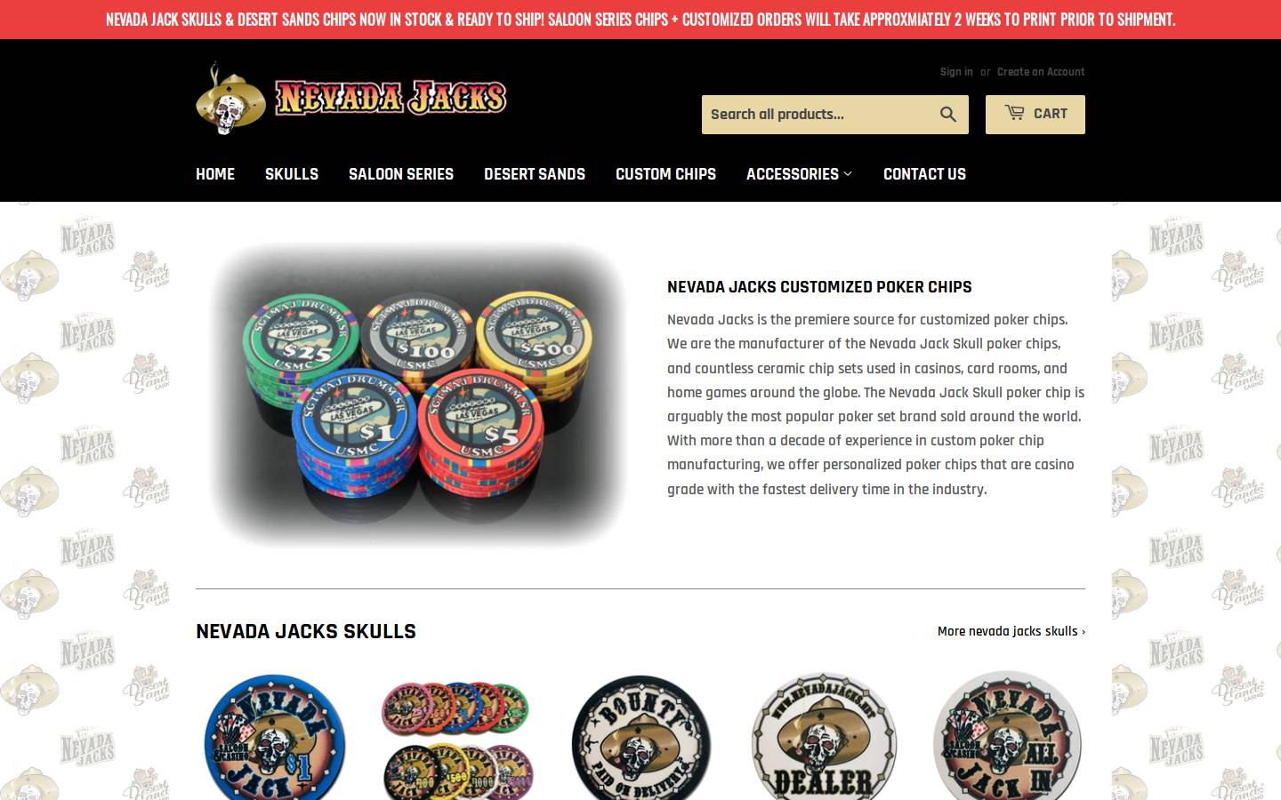 customizedpokerchips.com homepage screenshot