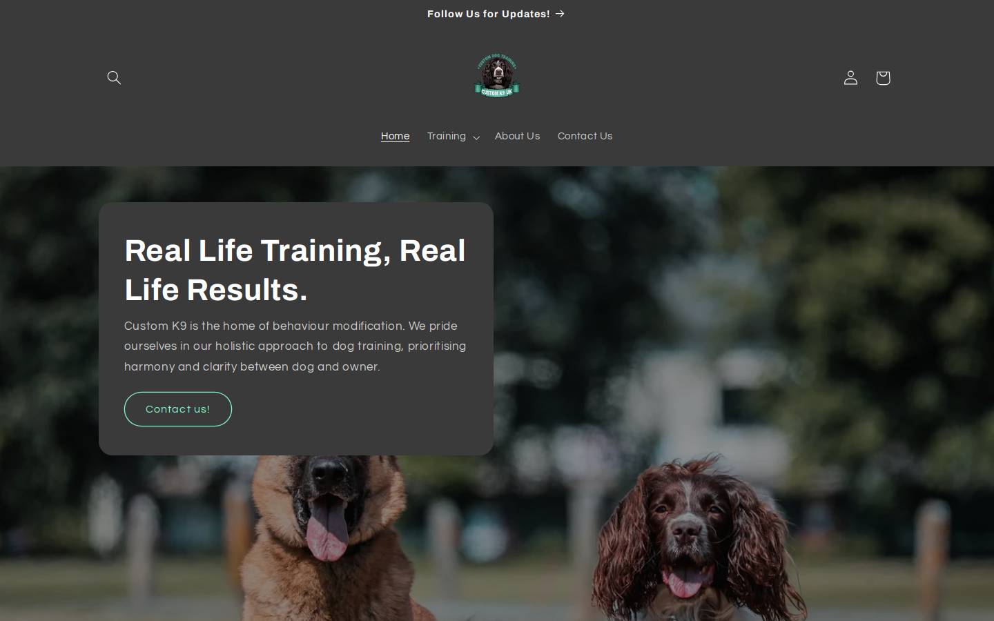 customk9uk.com homepage screenshot
