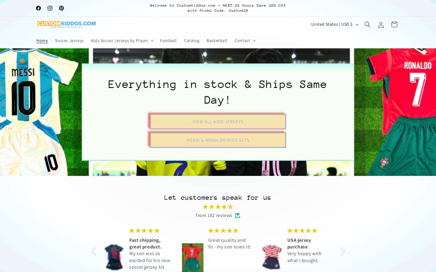 customkiddos.com homepage screenshot