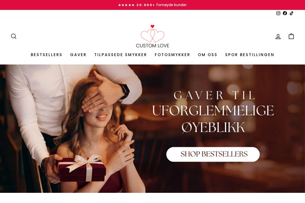 Customlove Norge homepage screenshot