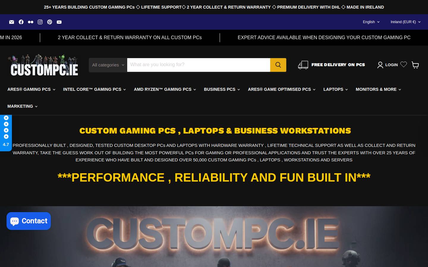 custompc.parts homepage screenshot