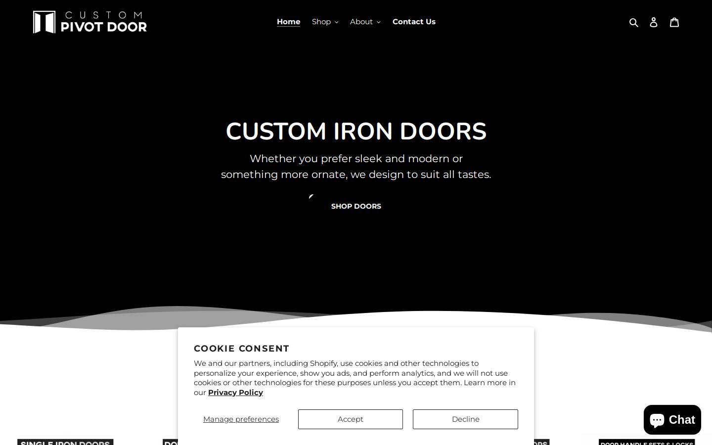 custompivotdoor.com homepage screenshot