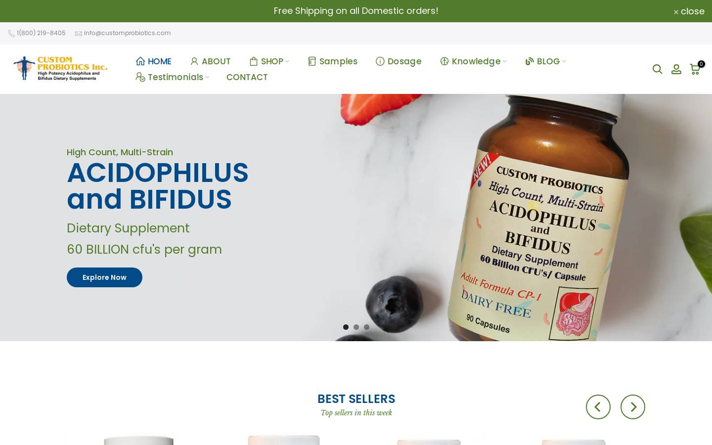 Customprobiotics homepage screenshot