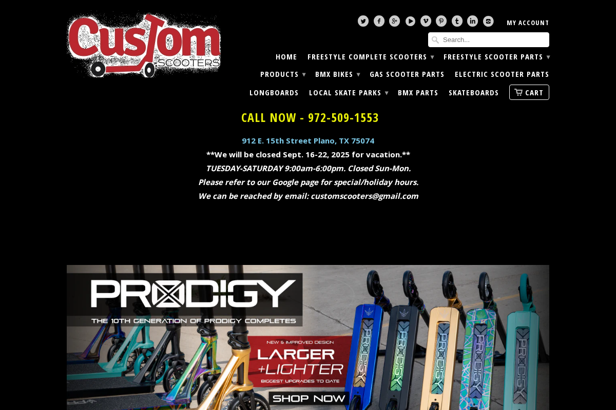 customscooters.com homepage screenshot