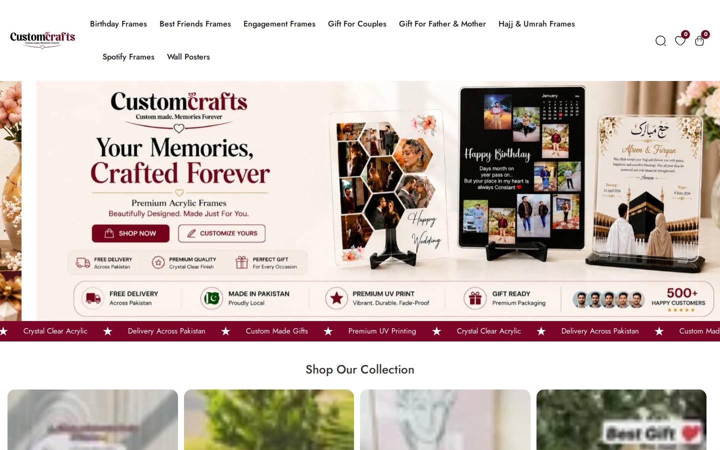 customscrafts.com homepage screenshot