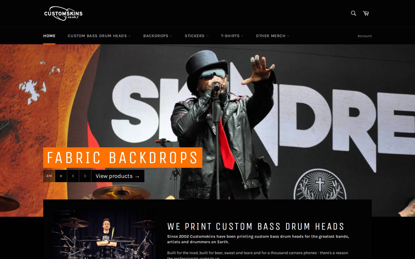 customskins.co.uk homepage screenshot