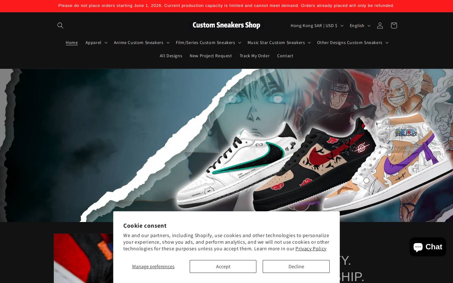 customsneakers.shop homepage screenshot