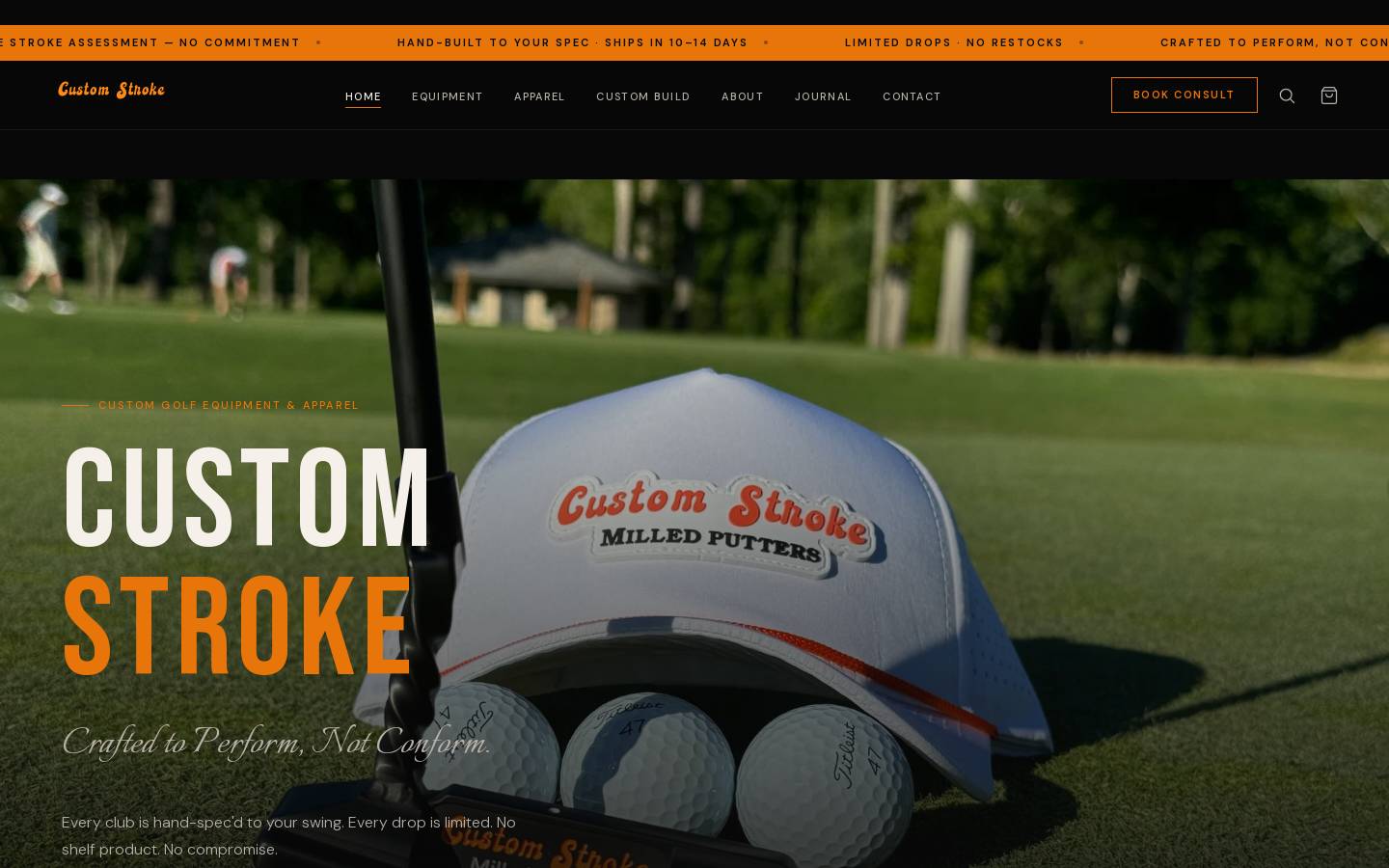 customstroke.com homepage screenshot