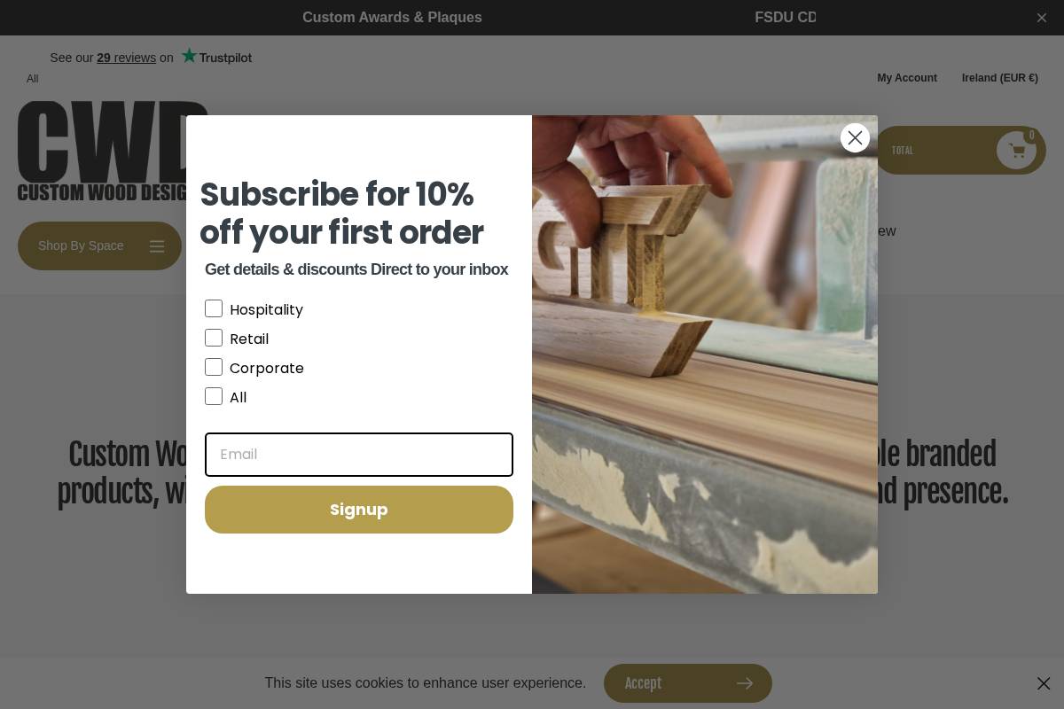 Custom Wood Designs homepage screenshot