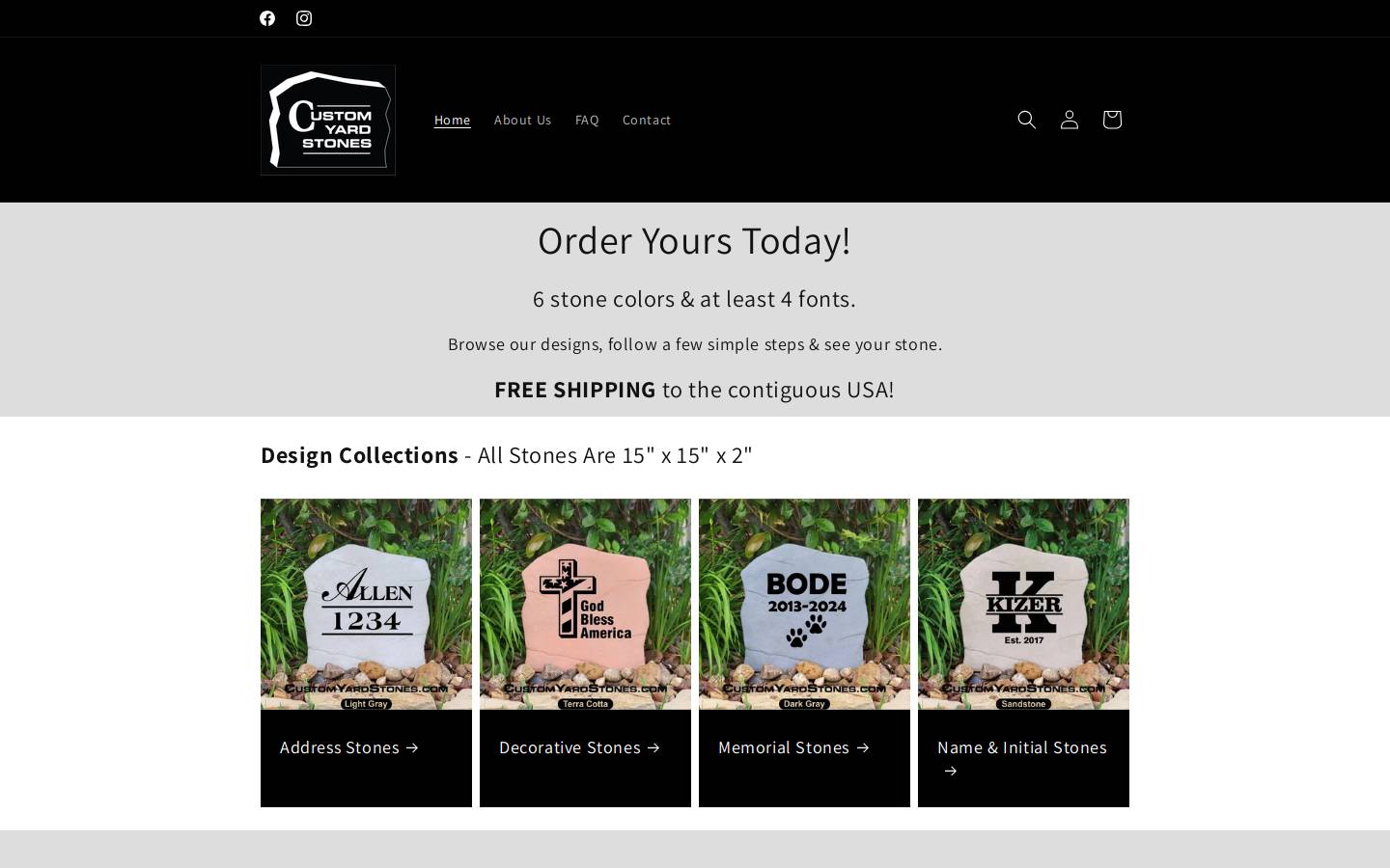 customyardstones.com homepage screenshot