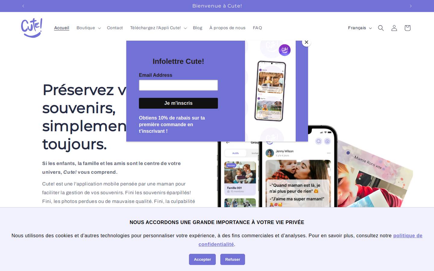 cute-app.com homepage screenshot