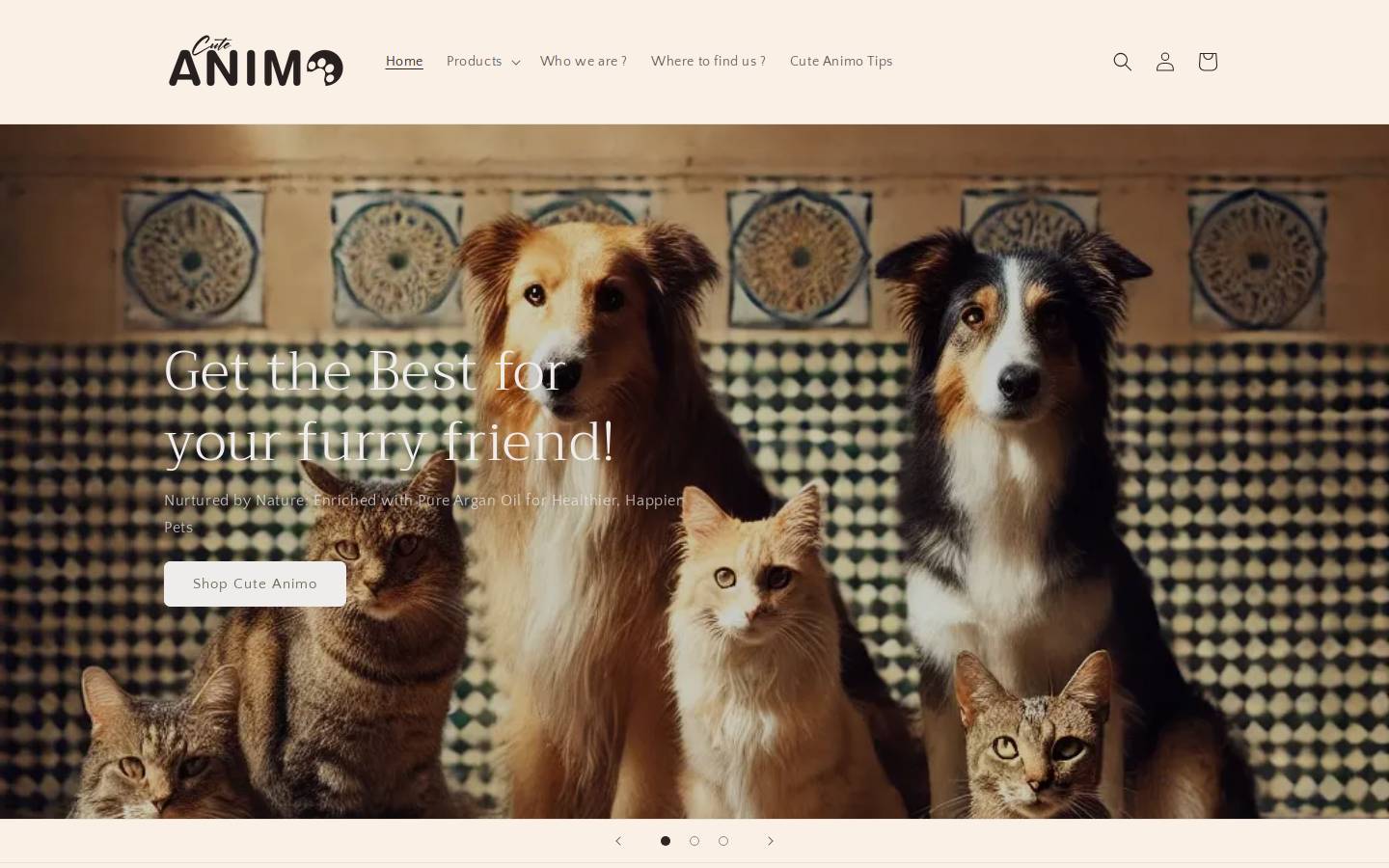 cuteanimo.com homepage screenshot