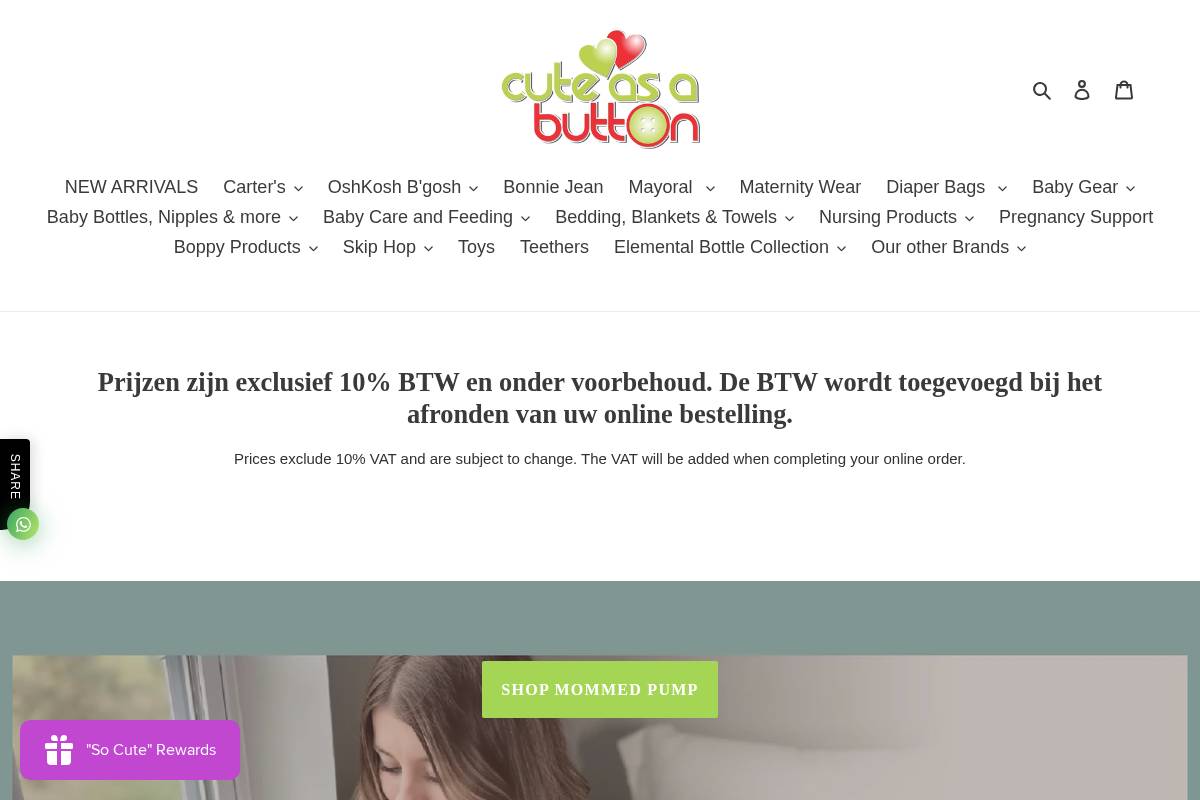 cuteasabutton.store homepage screenshot