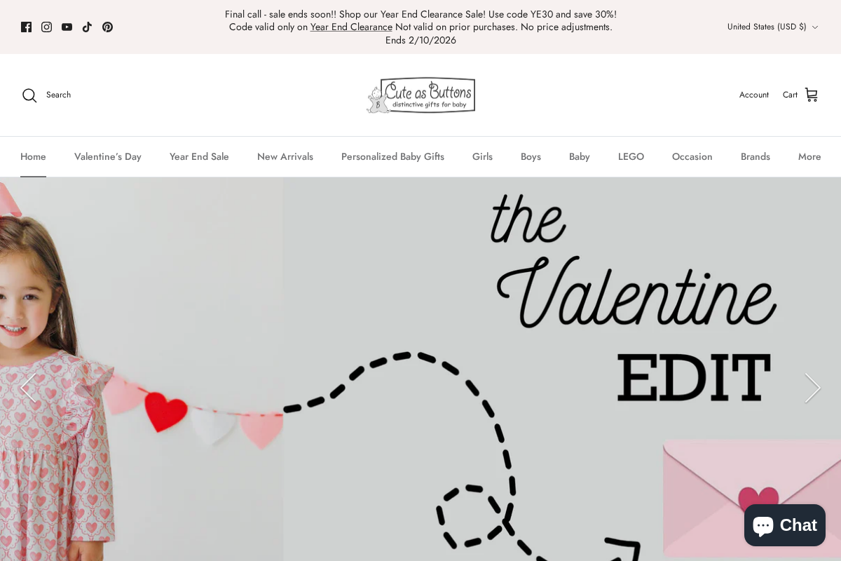 Cute as Buttons homepage screenshot