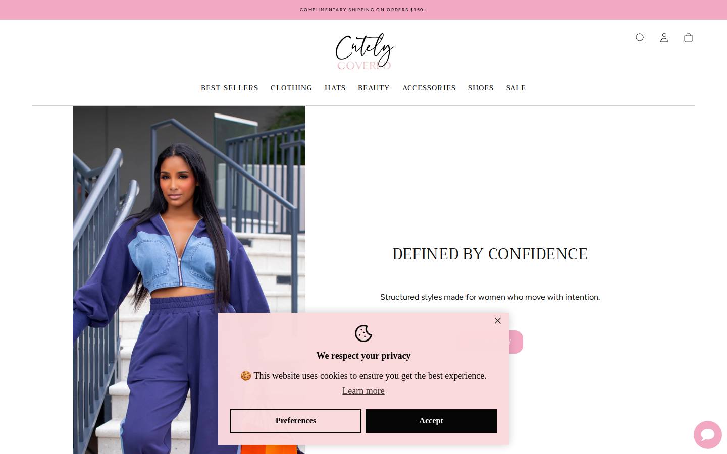 cutelycovered.com homepage screenshot