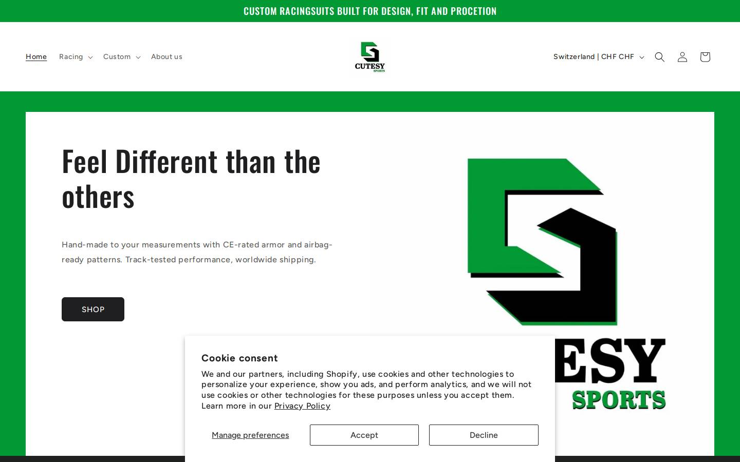 cutesy-sports.com homepage screenshot