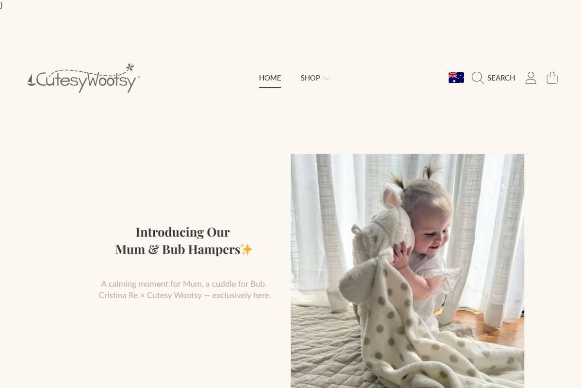cutesywootsy.com.au homepage screenshot