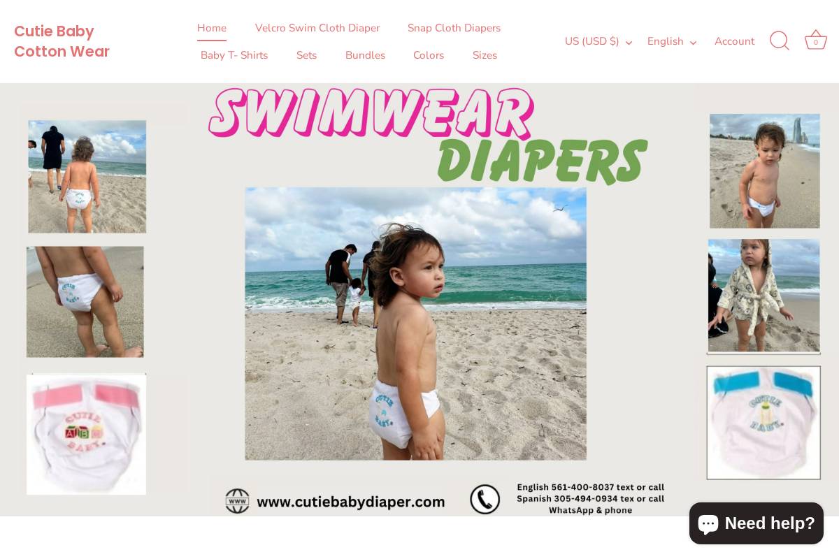 cutiebabycottonwear.org homepage screenshot